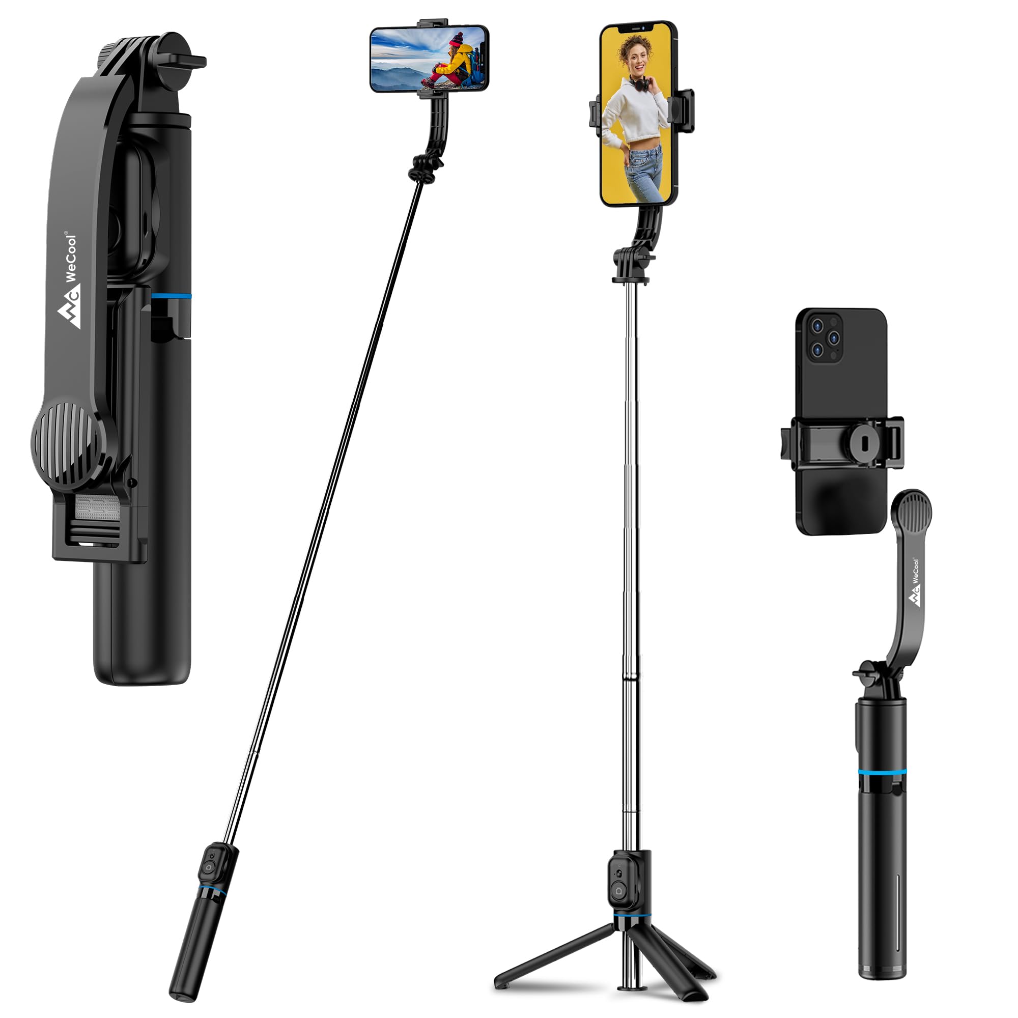 WeCool S2s Selfie Stick Tripod, 6sec Telescopic Pole with 42in/106cm extendable Selfie Stick, Detachable Mobile Holder with Wireless Remote for Photoshoot & Vlogging, Compatible with iPhone & Android-image-24