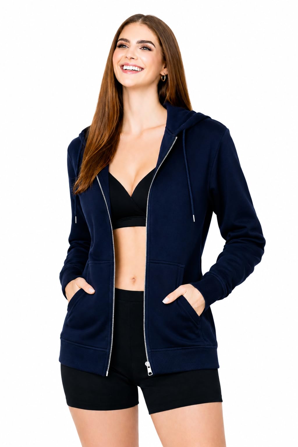 samyak wears Women's Solid Zipper Hooded Sweatshirt | Front Zip, Ribbed Hem, Lined Hood, Casual Winter Wear Jacket, Pure Cotton Hoodies Soft, Lightweight, Warm & Stylish-picture-21
