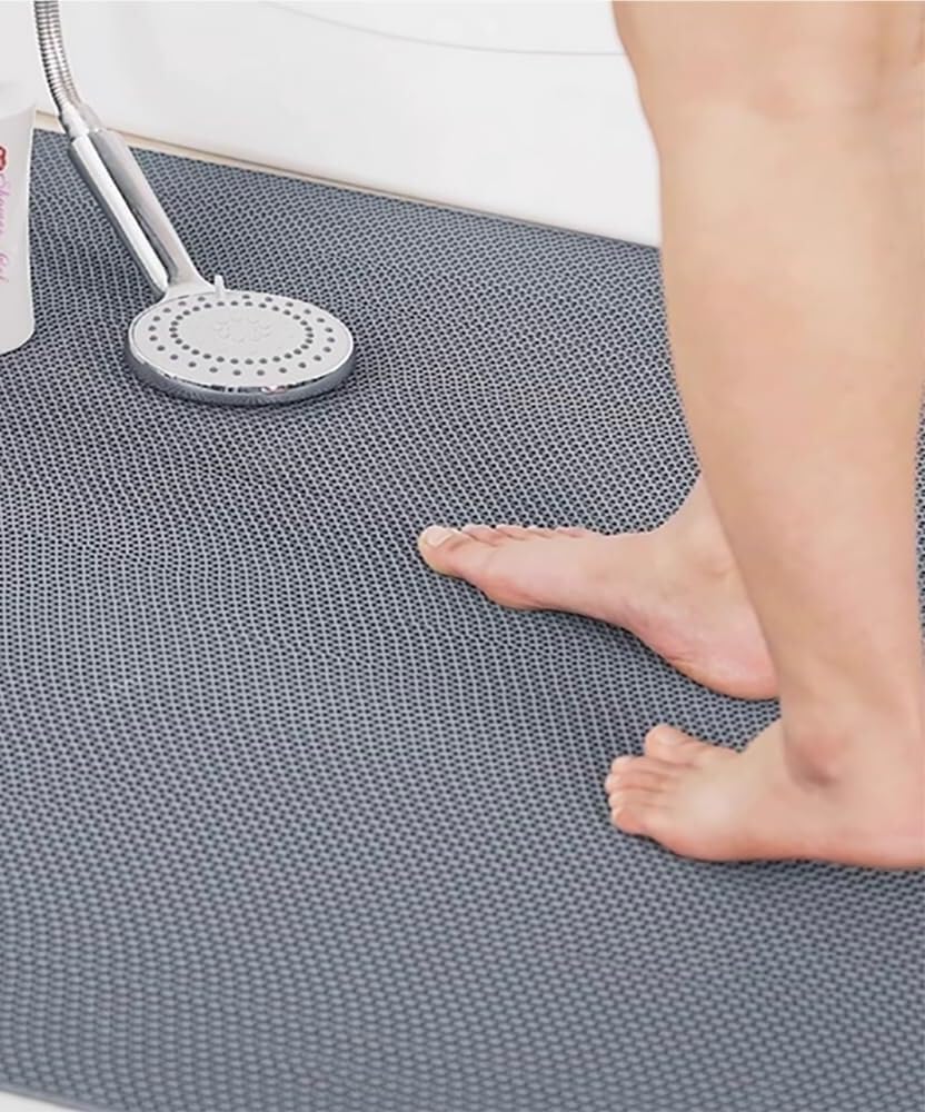 Badezimmerteppichmatte, Bodenmatte aus PVC, Badewannenmatte, rutschfeste Duschmatten mit Abflusslöchern, blaue Badezimmer-Badewannenmatten, Duschbodenmatte, rutschfeste Badematten for Duschkabinenmatt