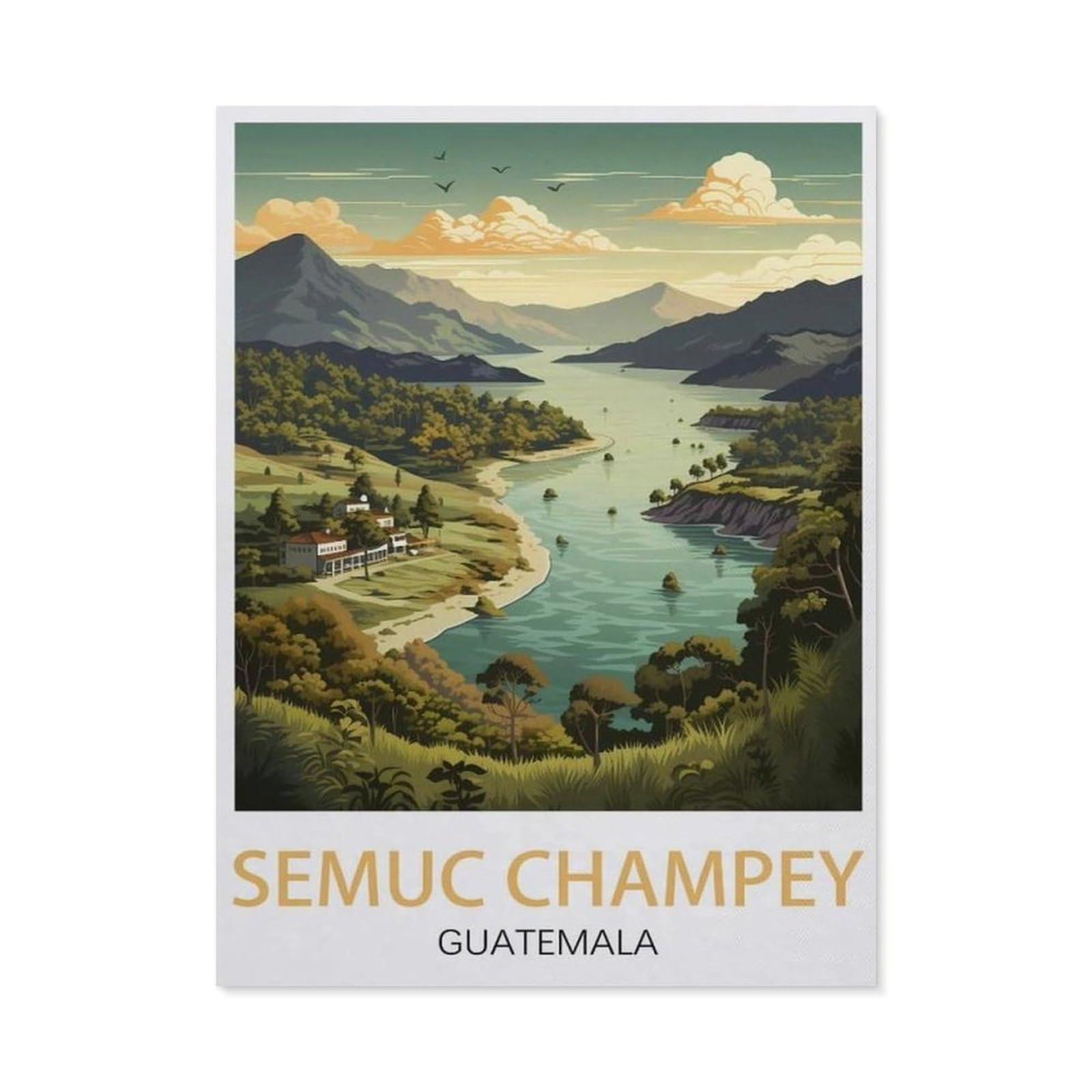 1000Pcs，Semuc Champey Guatemala Vintage Travel Poster，Jigsaw Adult Decompression Game Puzzle Students Toy For Children Christmas Birthday Gifts（50x70cm）-AU82