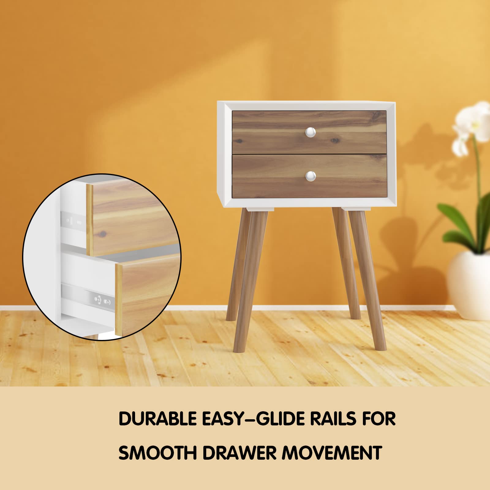 Set 2 Comodini Legno 40x40x60cm - Tavolini Notte Moderni Con 2 Ripiani, Bianco O Nero, Per Camera Da Letto - Foto 2