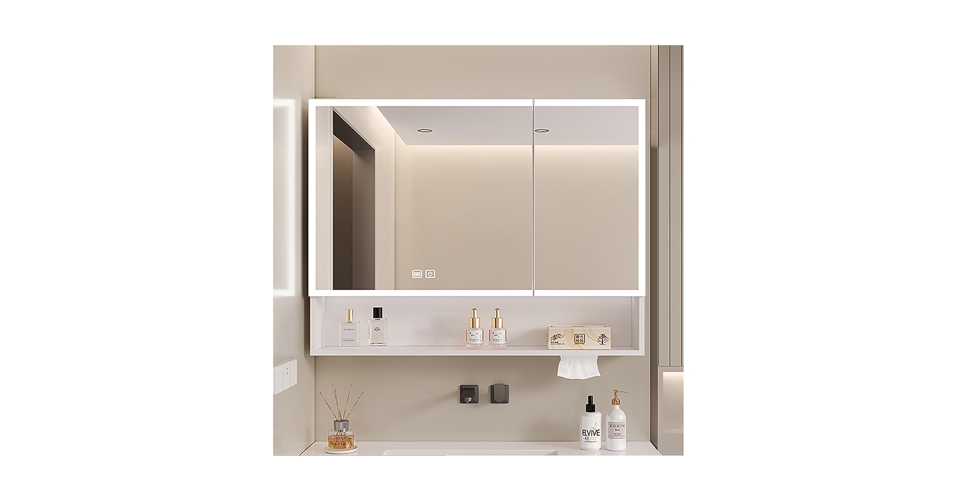 【新品未使用】　JSLJDM 壁掛け ミラーキャビネット 鏡 収納付き Amazon.co.jp: JSLJDM 多機能壁掛けミラーキャビネット,浴室お