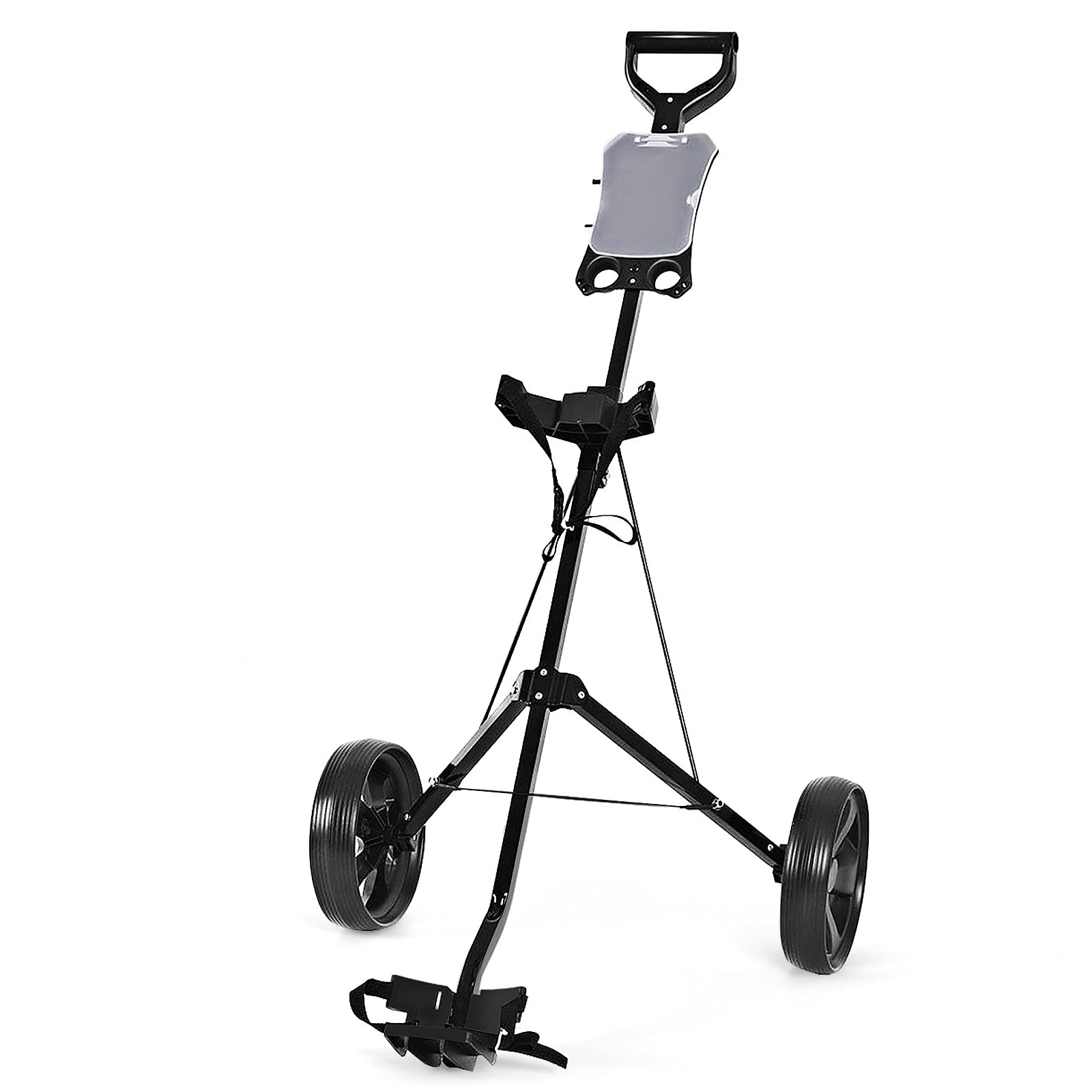 COSTWAY Carrito de Golf Plegable con 2 Ruedas, Estructura de Metal, Negro