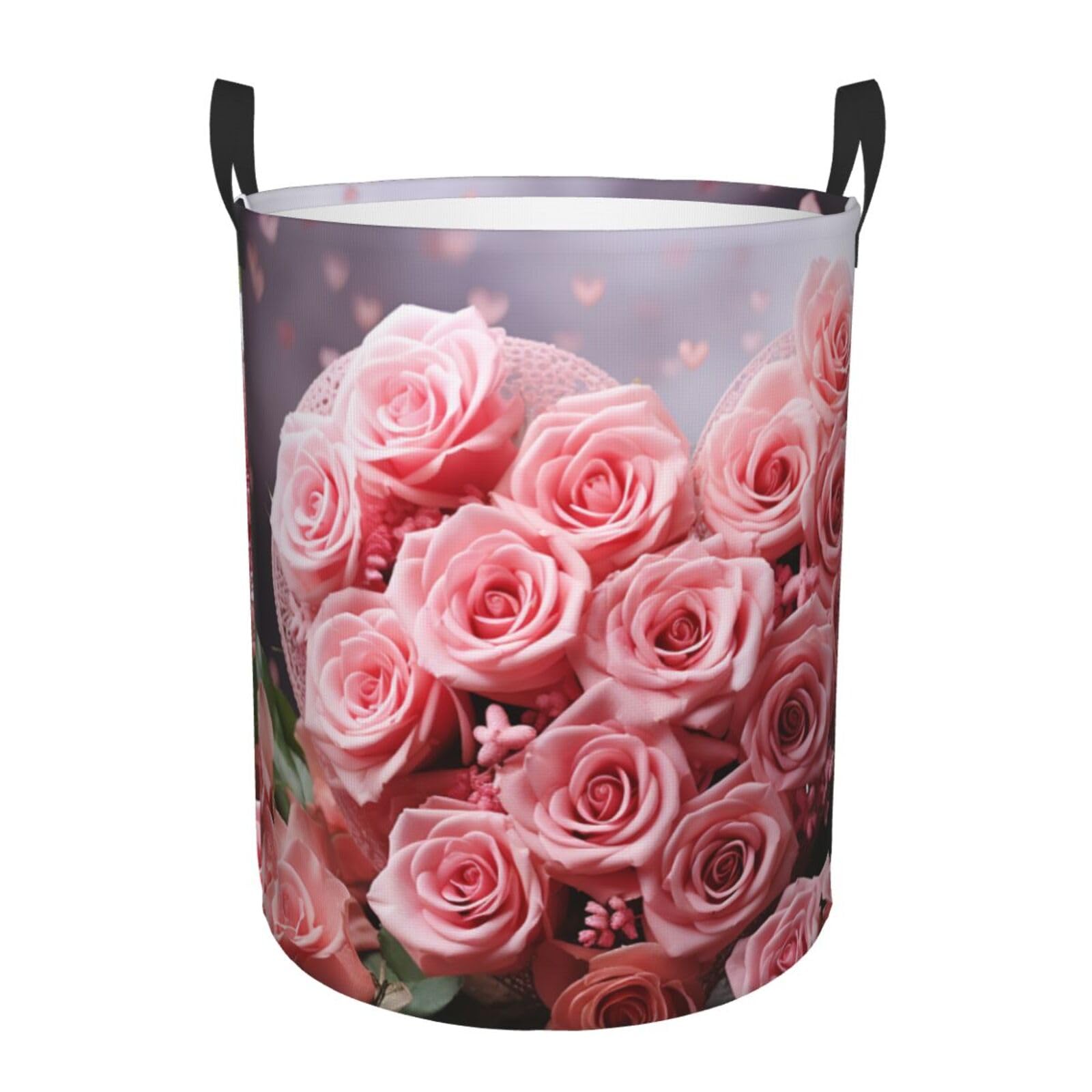 Panier à linge autonome pour chambre et salon motif roses