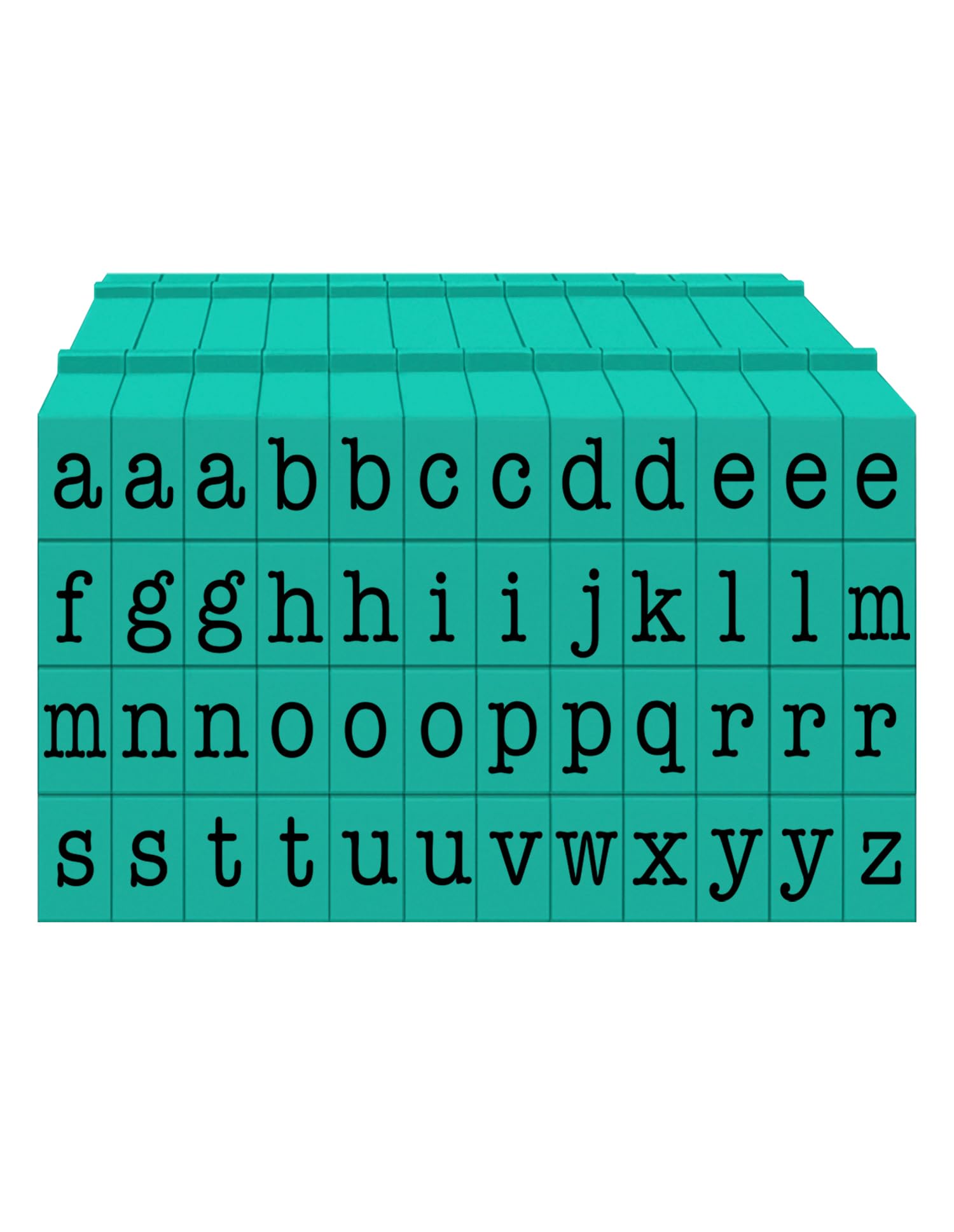 PEGZ® V2 Alphabet Stamps Clickable - Connectable American Typewriter Font (Lowercase 50 pc Medium Size)