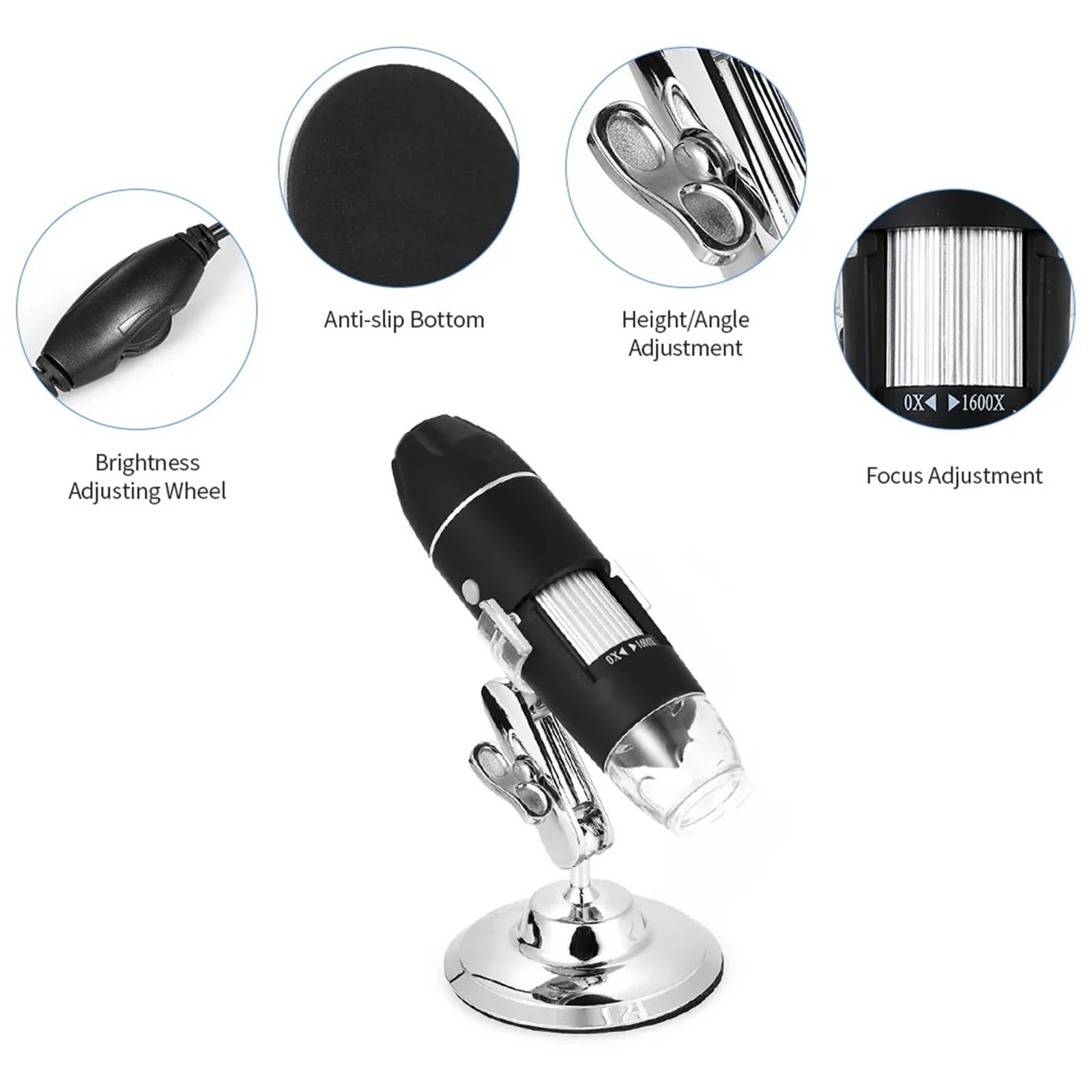 microscopio, Microscopio Digital 3 en 1 Tipo C con cámara, 1600X, USB, portátil, electrónico para Adultos