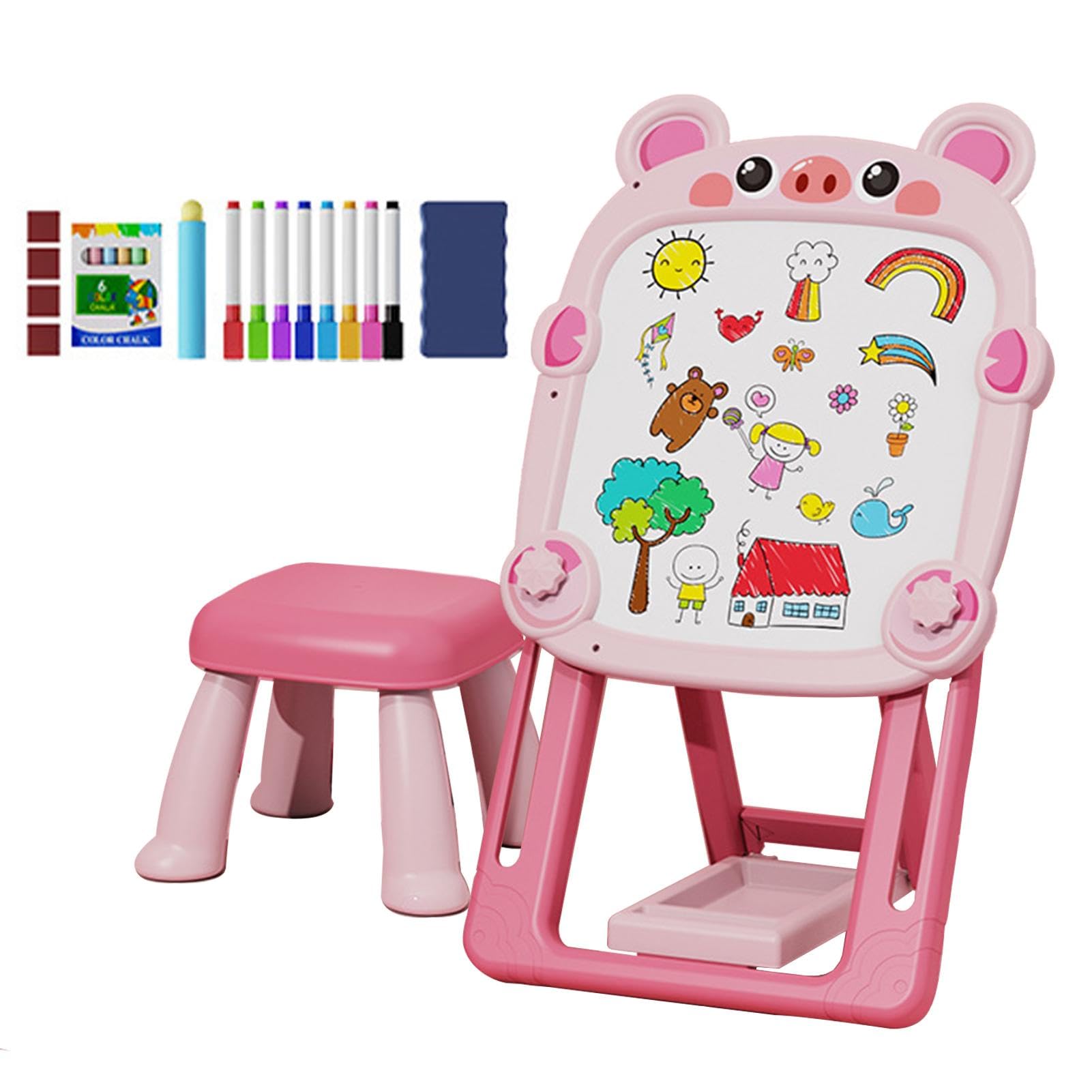 Lavagna Da Disegno Bifacciale Lavagna Magnetica Bifacciale Bianca | Cavalletto Artistico In Piedi Per Bambini Cavalletto Artistico Giocattolo per Bambini e Bambine P