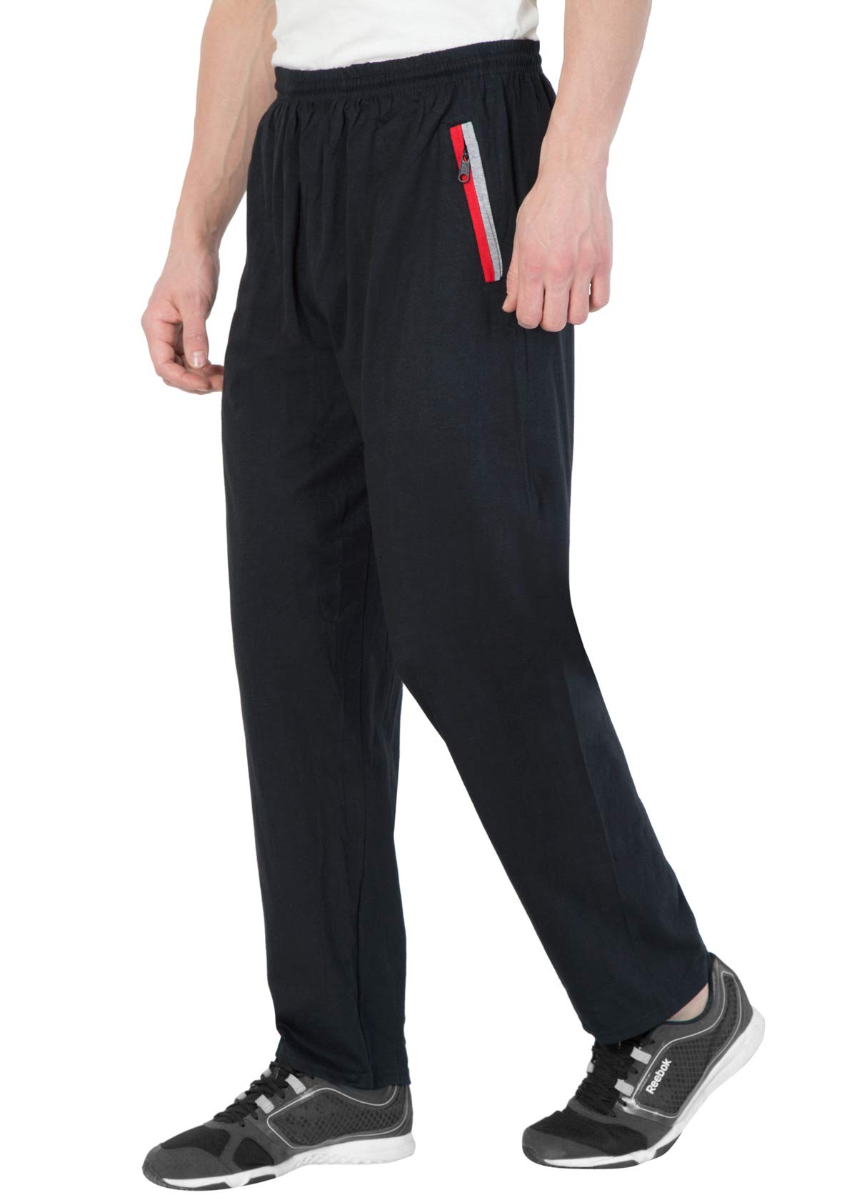 fflirtygo Men's Cotton Track Pants, Joggers for Men, Men�s Leisure Wear, Night Wear Pajama, Black with Zip Pockets�for Sports Gym Athletic Training Workout-picture-10