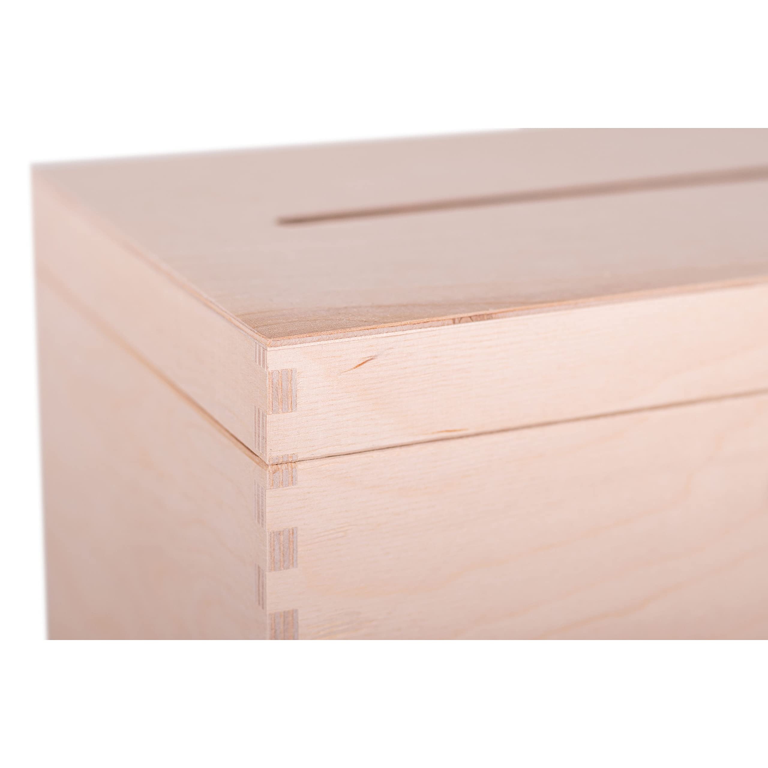 Caja de tarjetas de boda de madera sin terminar, decoración, organización, gran artesanía de madera natural, decoración rústica del hogar, recuerdo, pecho 29 x 25 x 15 cm.