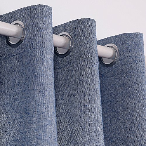 Image of Deconovo Grommet Curtains Recycled Cotton Curtains for Boys 52 W x 95 L Royal Blue2 Panels