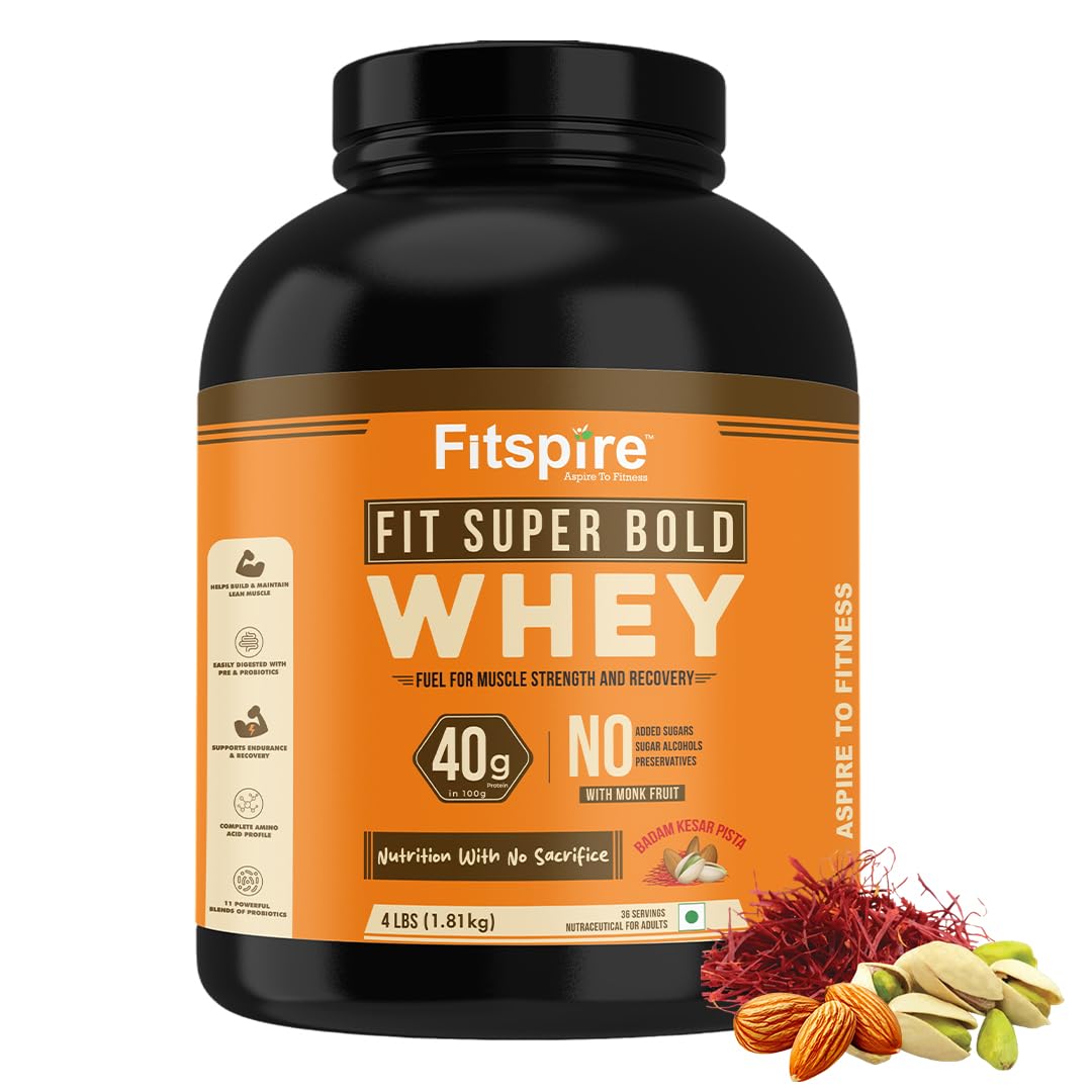 FitSpire Evika Fit Pro Whey Protein | 36g Protein Per 100g Serving | 56 Serving | Whey Protein For Muscle Gain & Recovery - 4LBS (Kesar Pista)-image-7
