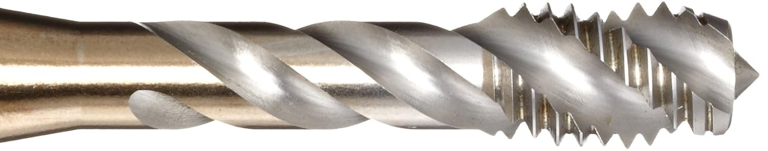 Dormer EX006G Powdered Metal Steel Spiral Flute Threading Tap, Gold Oxide Finish, Round with Square End Shank, Modified Bottoming Chamfer, M4-0.70mm Thread Size (Pack of 1)