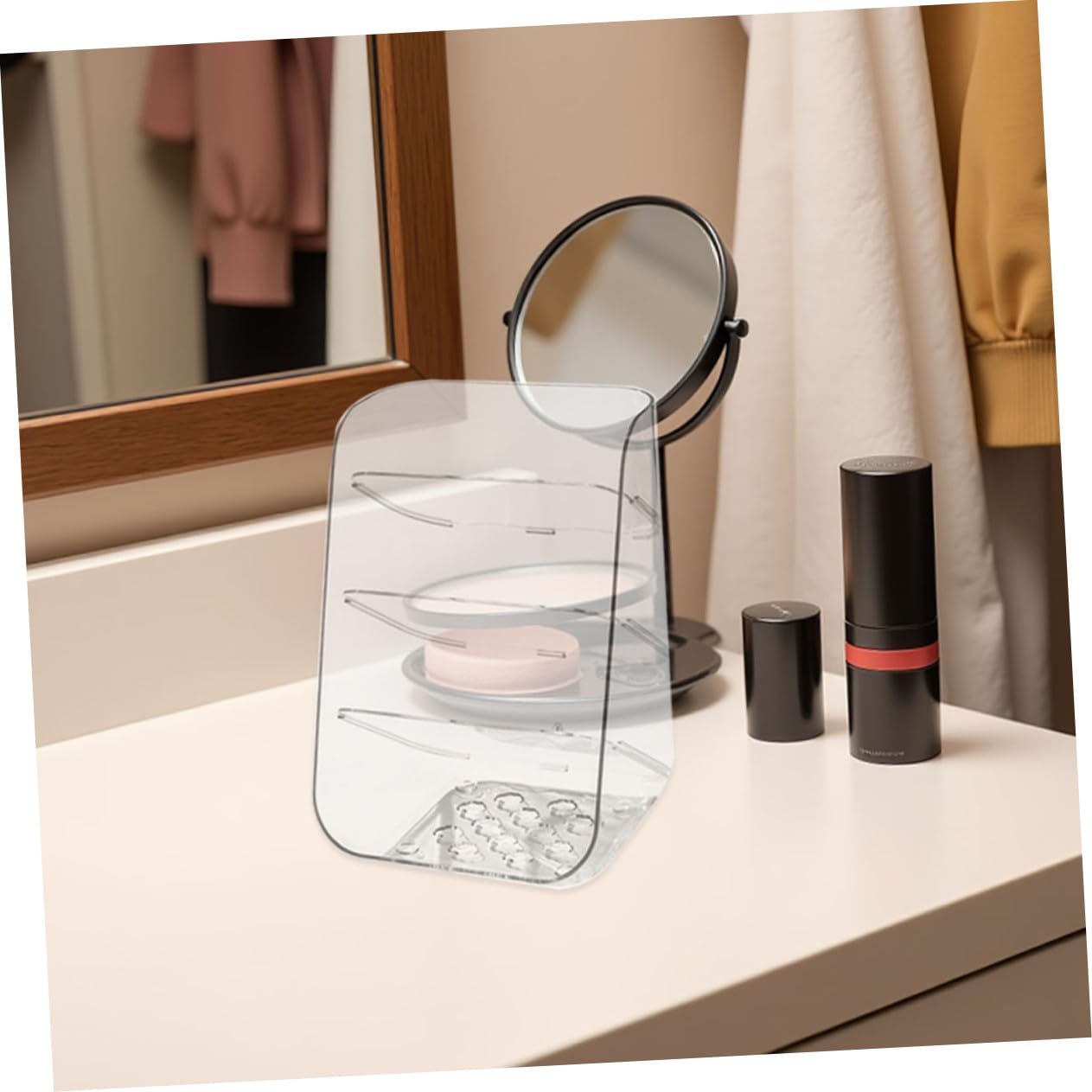 2piezas Cajas de Almacenamiento Transparente para Boligrafos Papeleria y Cosméticos Organizadores de Escritorio de Plástico con Base Estable para Uso Oficina Dormitorio o Tocador