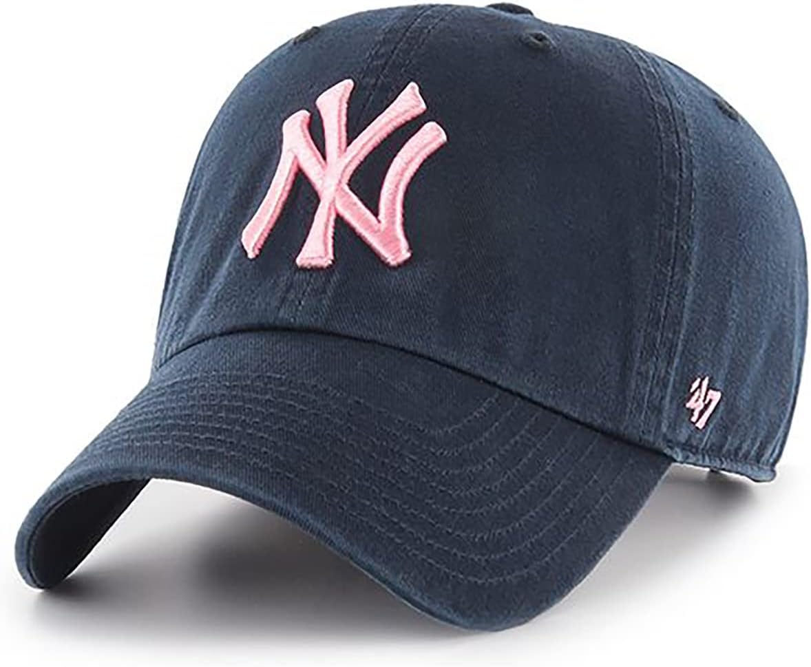 New York Yankees Navy Pink Clean Up Adjustable Hat, Adult One Size Fits All