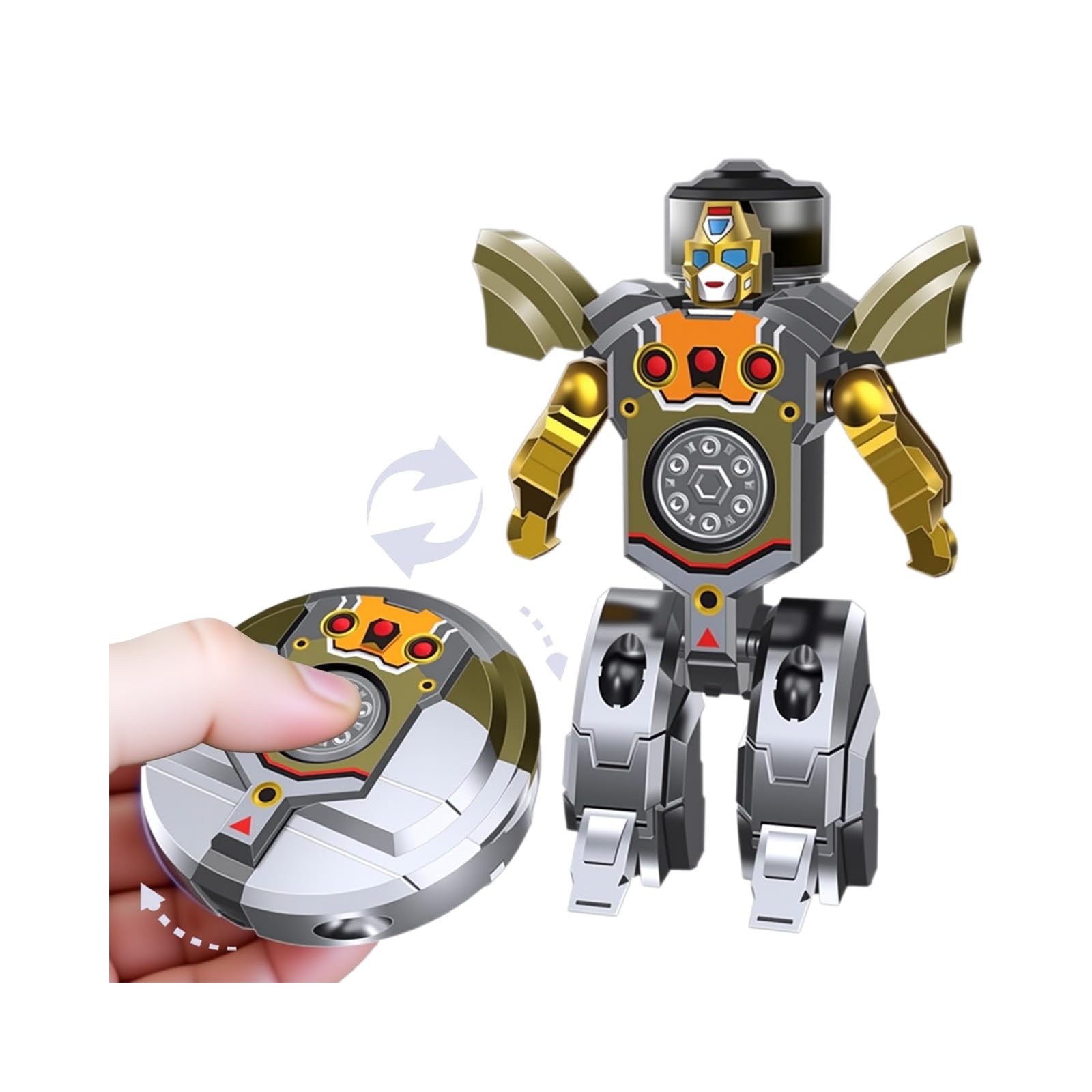 2 In 1 Transformable Roboter Fidget Spinner Spielzeug | Sensorisches Stressabbau Verformbares Mini Roboter Spielzeug Für Kinder & Erwachsene | Reisespielzeug Cooles Handspinner Für Junge/Mädchen Ab 3+