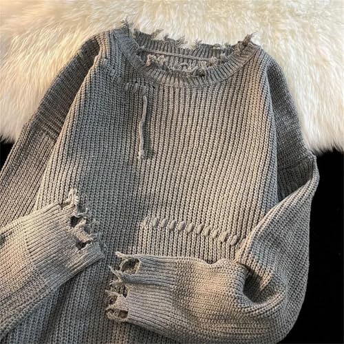 Men Y2k Loose Lazy Wind Sweater Men and Women Pullovers Street Casual Joker Hole Sweater2
