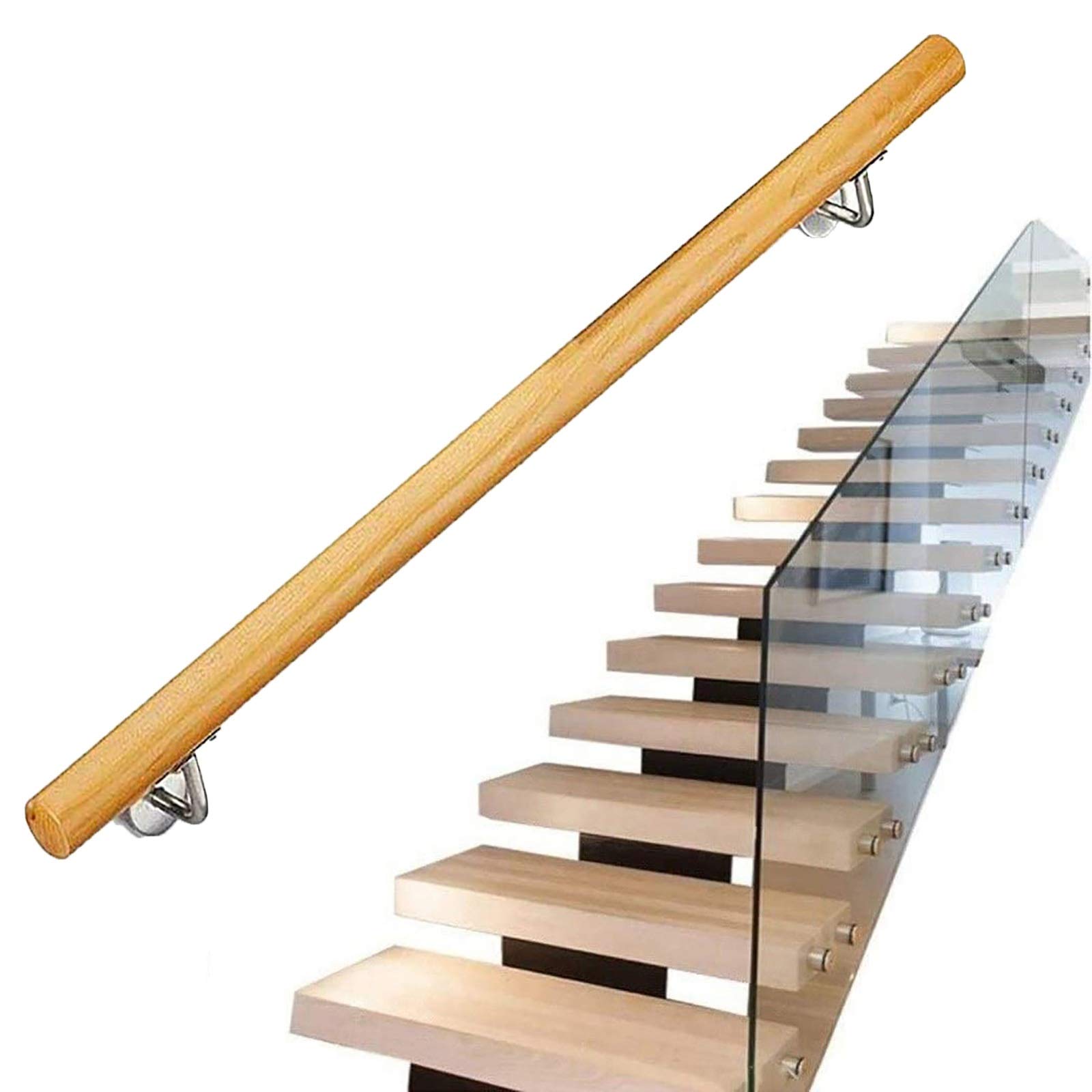 Main courante d'escalier ronde en bois massif de 1ft à 20ft