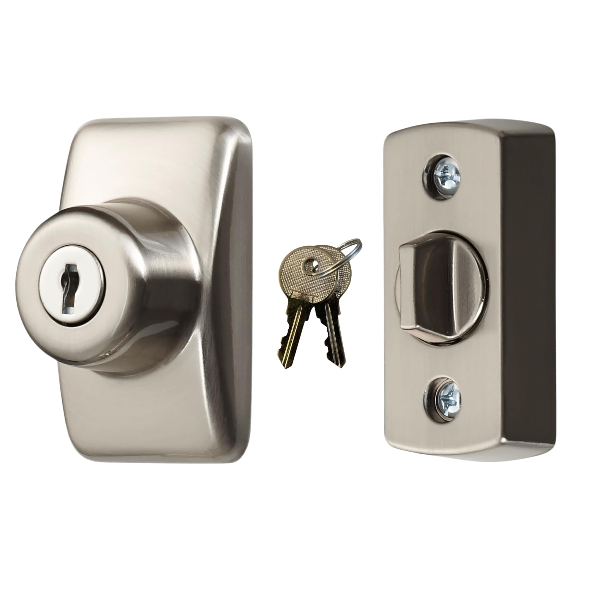 Deadbolt for Storm and Screen Doors, Satin Silver, Key Lock
