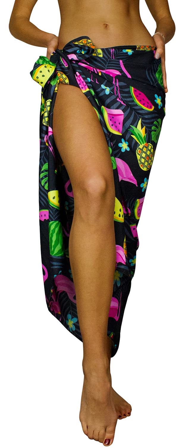 King Kameha Hawaiano Pareo Sarong Abrigo De Playa para Mujeres Funda De Bikini Casual Traje De Baño Muy Ruidoso Melón Flamenco Imprimir