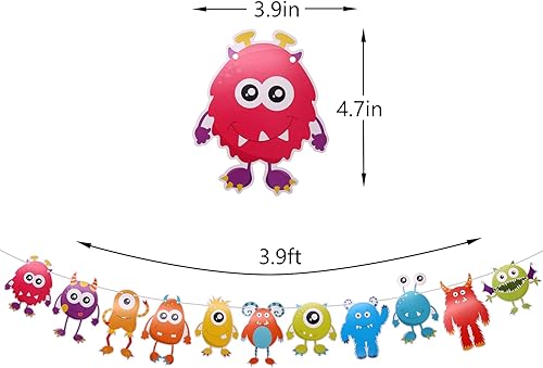 Miniatura 2 de Cartel de Little Monster para decoración de fiesta de cumpleaños con temática de monstruo, suministros de fiesta de baby shower, guirnalda de