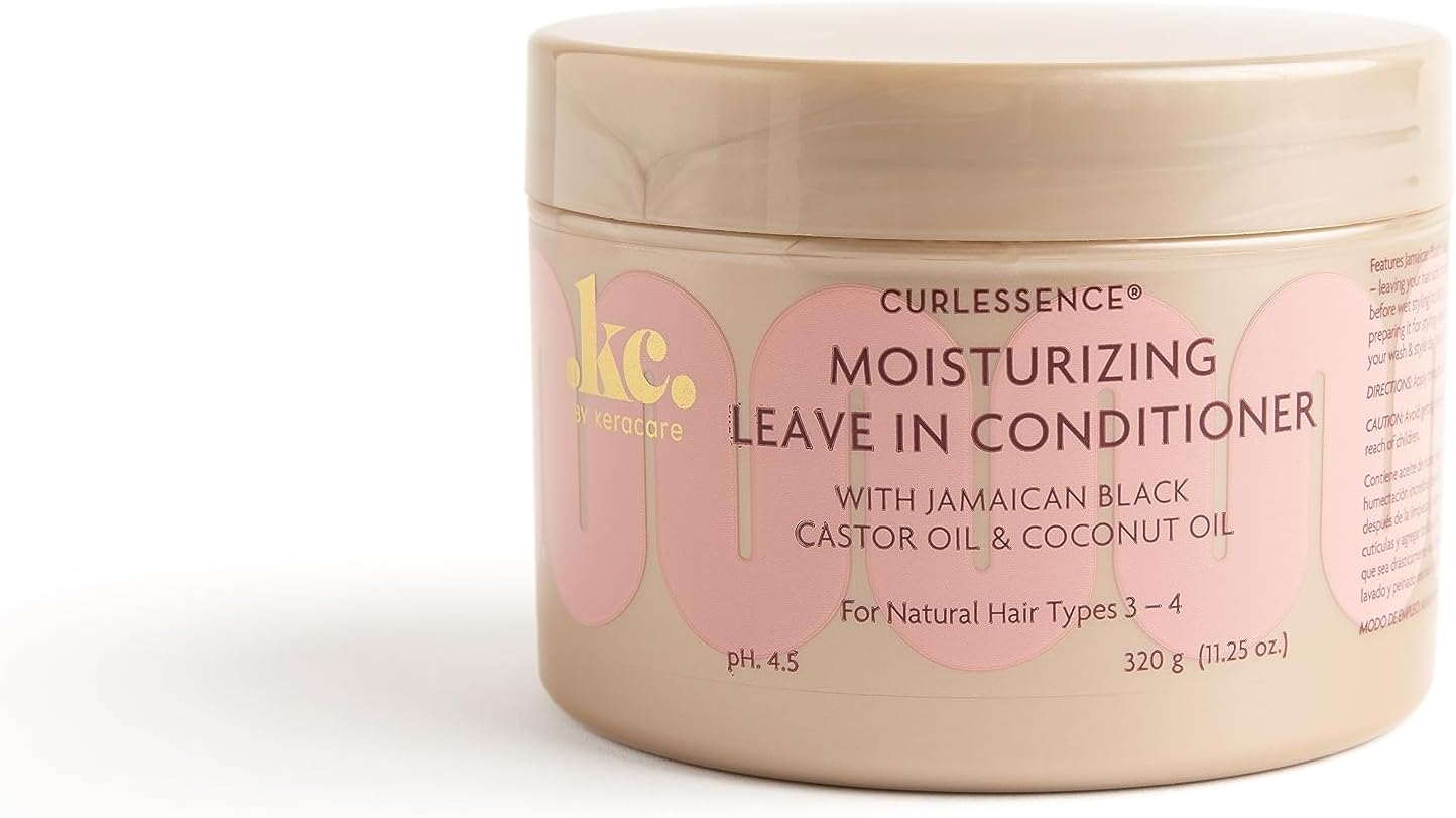 KeraCare CurlEssence Moisturizing Coconut Leave-In Conditioner With Jamaican Black Castor Oil and Coconut Oil - For Curly Hair - Silicone, Sulfate, and Paraben Free 12 oz