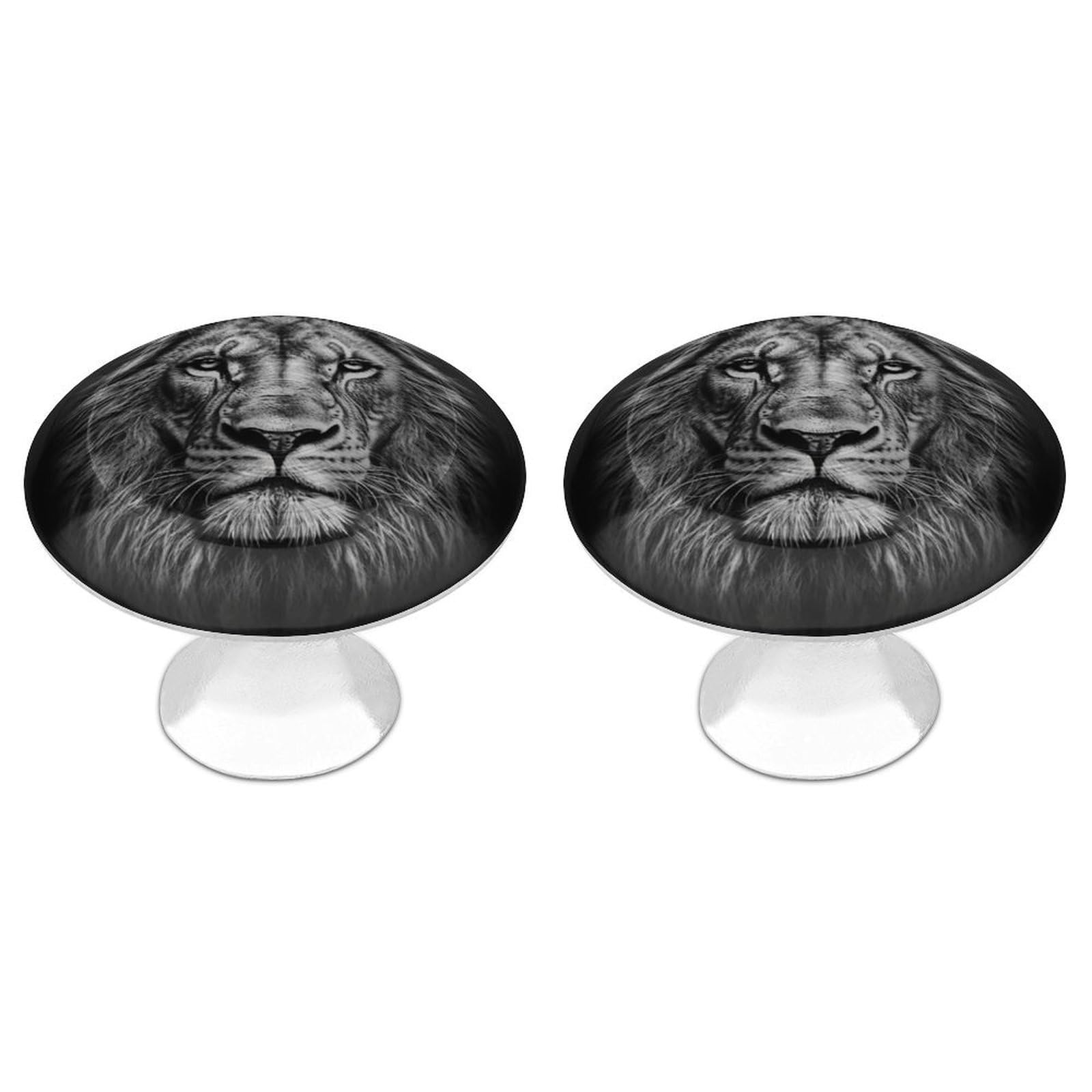 Vstadank Style Black And White Lion Head Drawer Knob Nice Bathroom Cabinet Knob Round Cabinet Pull Stainless Steel Cabinet Handle Circle Drawer Handle Modern Drawer Pull For Wardrobe Cupboard 2 Pcs