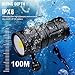 HAOYISHU D16 15000 Lumens Round Electric Dive Light, Blue & Red Light, 6500K Beam, Ball Joint & Handle Bracket, Perfect for Underwater Photography