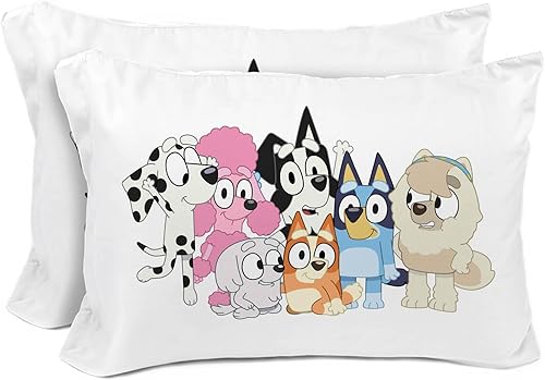 Miniatura 1 de Bluey & Bingo - Juego de 2 fundas de almohada reversibles, fundas de almohada de doble cara, ropa de cama súper suave para niños