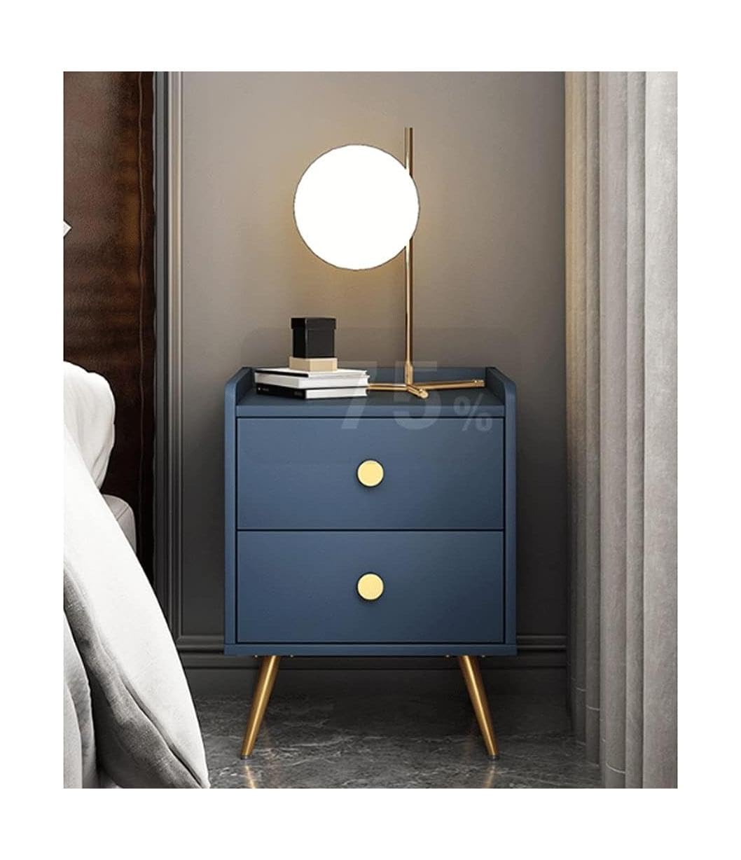 BHGFYXBS Nightstand Square Wooden End Table 2 Drawer Bedside Table Nordic Bedside Dresse 20.5 * 15.7L*15.7In Modern Bedside Cabinet,White,Blue,Blue