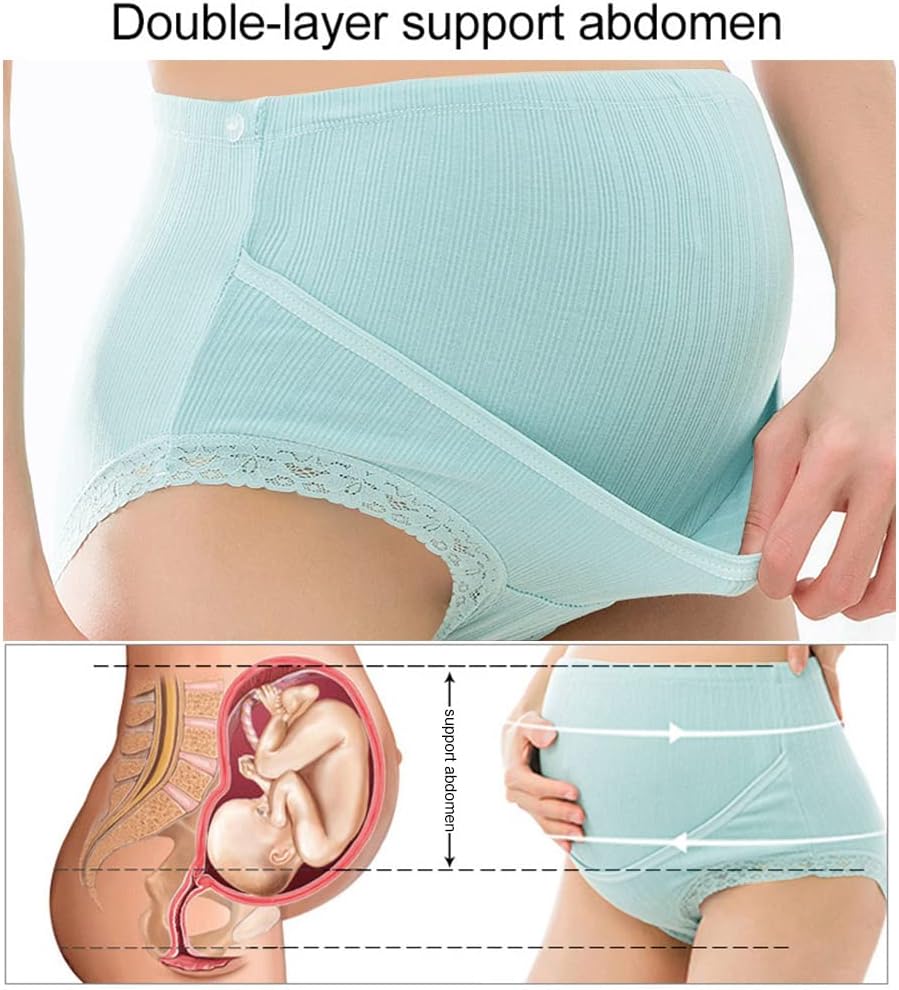 FEOYA Over Bump Maternity Underwear Cotton Plus Size Pregnancy Panties High Waist Postpartum Support Briefs (L-5XL, 3 Pack) - Image 5