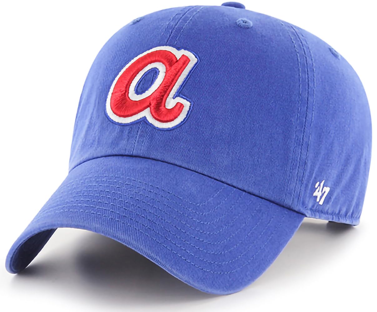 47Brand MLB Cooperstown Primary Logo Clean Up Adjustable Baseball Cap Hat, Adult One Size Fits All