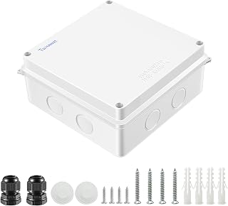 Waterproof Electrical Junction Box (5.9"x5.9"x2.8") with 8 Reserved Holes for Electronics - Sturdy ABS Plastic IP65 Dustproof Project Enclosure - White, (150x150x70mm)
