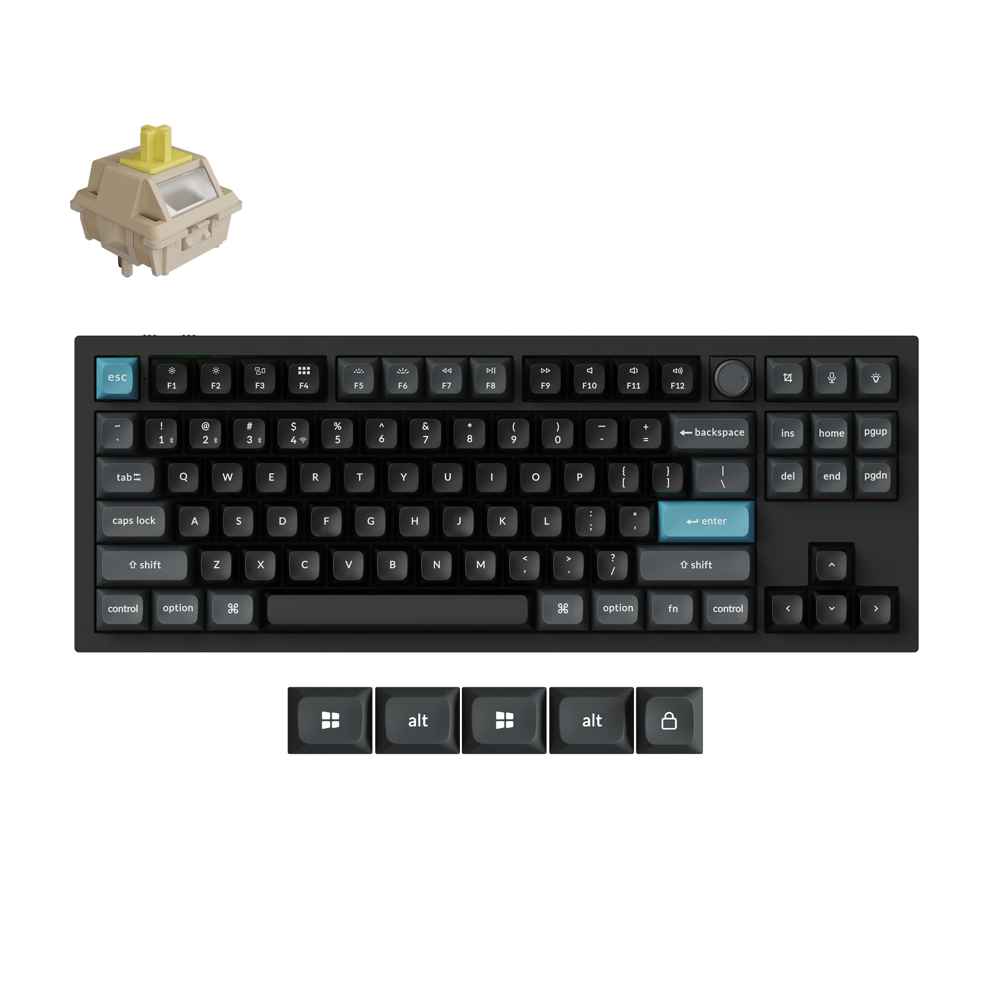 Keychron Q3 Ultra Wireless Mechanical Keyboard 8KHz Polling Rate, TKL 2.4G/Bluetooth 5.3/Wired Up to 660 Hours Long Battery Life, Hot-Swappable Aluminum RGB Gaming ZMK for Mac/Windows/Linux-Black