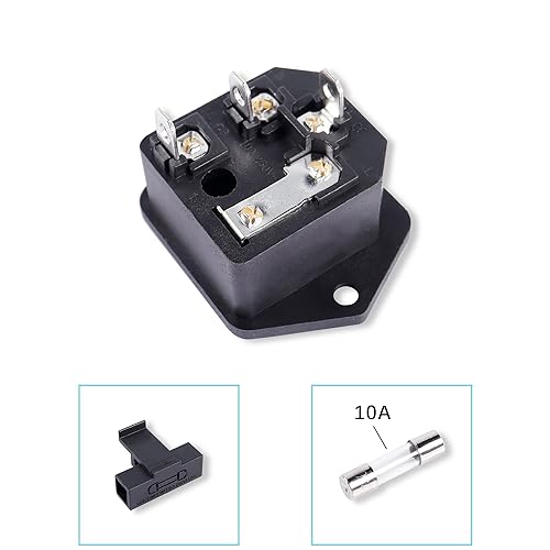 Miniatura 2 de PNGKNYOCN Enchufe de módulo de entrada de montaje IEC320, AC 250V 10A 3 pines Montaje en panel Adapte con portafusibles (paquete de 4)