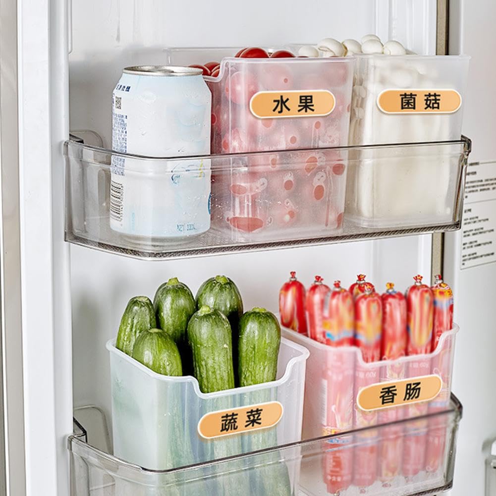 Contenitori per congelatore, confezione da 4 organizer in plastica trasparente per frigorifero e dispensa, contenitori impilabili con manici per alimenti surgelati, carne e verdure