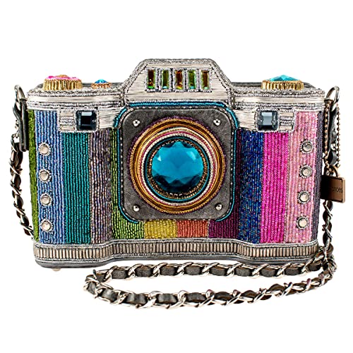 Mary Frances Life in Color Beaded Handbag Camera-Themed Crossbody Bag, Multicolor