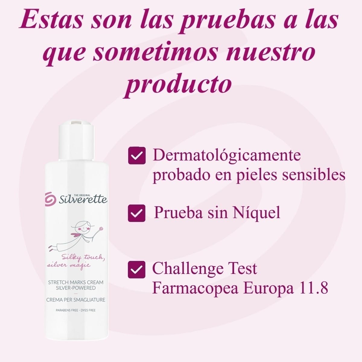 Silverette La Crema Original Antiestrías para el Embarazo y el Posparto, Favorece la elasticidad con vitamina E e iones de plata, Hidratante, Dermatológicamente probada, Hecha en Italia, 200 ml
