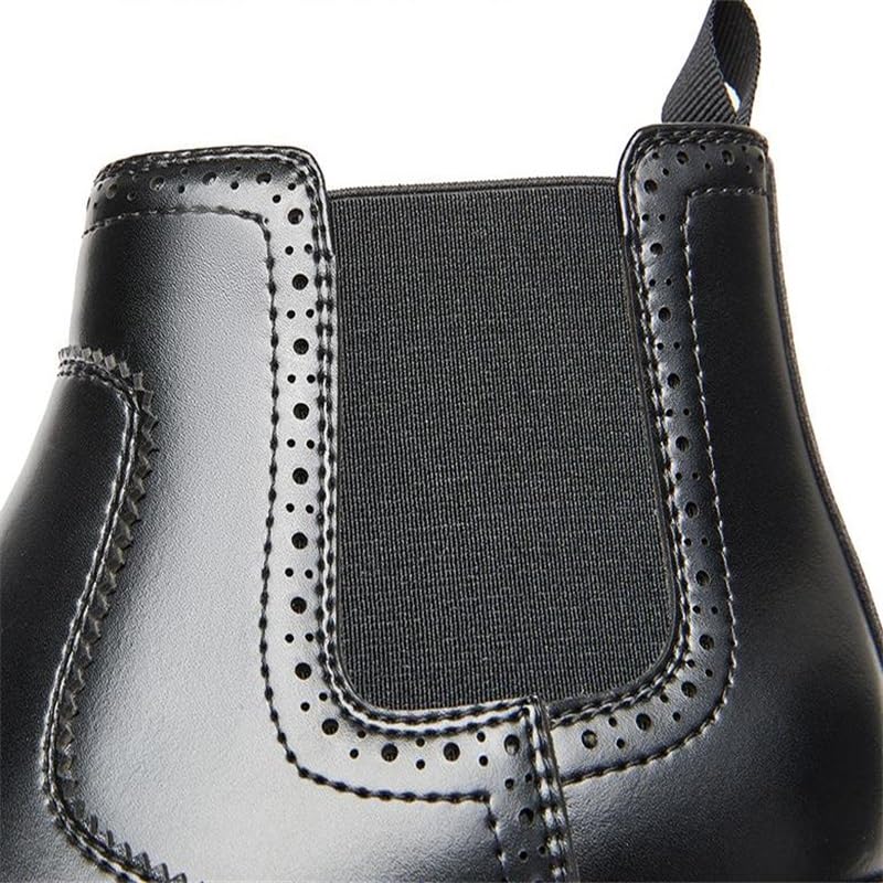 British Casual Business Chelsea Boots Cigarette Boots Boots Round Toe Non-slip Shock-absorbing Wear-resistant Sole Horseshoe Heel(D,8.5)3