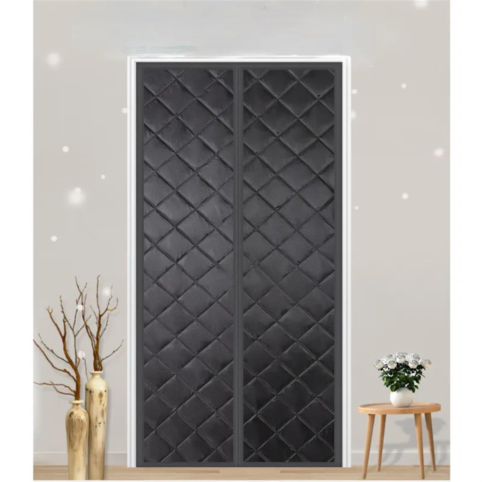 Tenda magnetica termica per porta, per casa, inverno, a prova di freddo, in cotone ispessito, chiusura automatica, motivo gatto, 130 cm x 210 cm