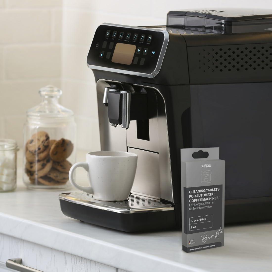 Xavax Cleaning Tablets for Coffee Machine, Universal Coffee Grease Remover, 10 Tabs