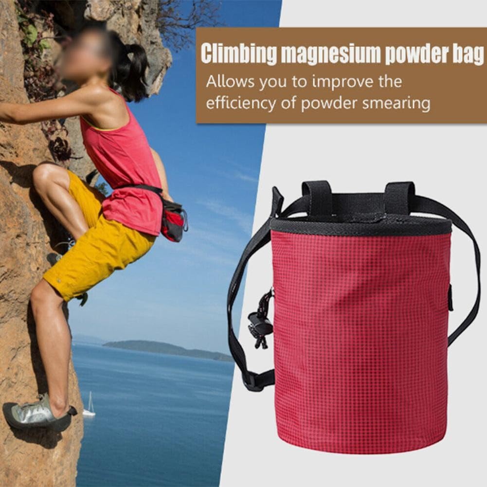 Bolsa de magnesio de poliéster resistente al desgaste con cinturón ajustable 12 x 8 x 16 cm negro
