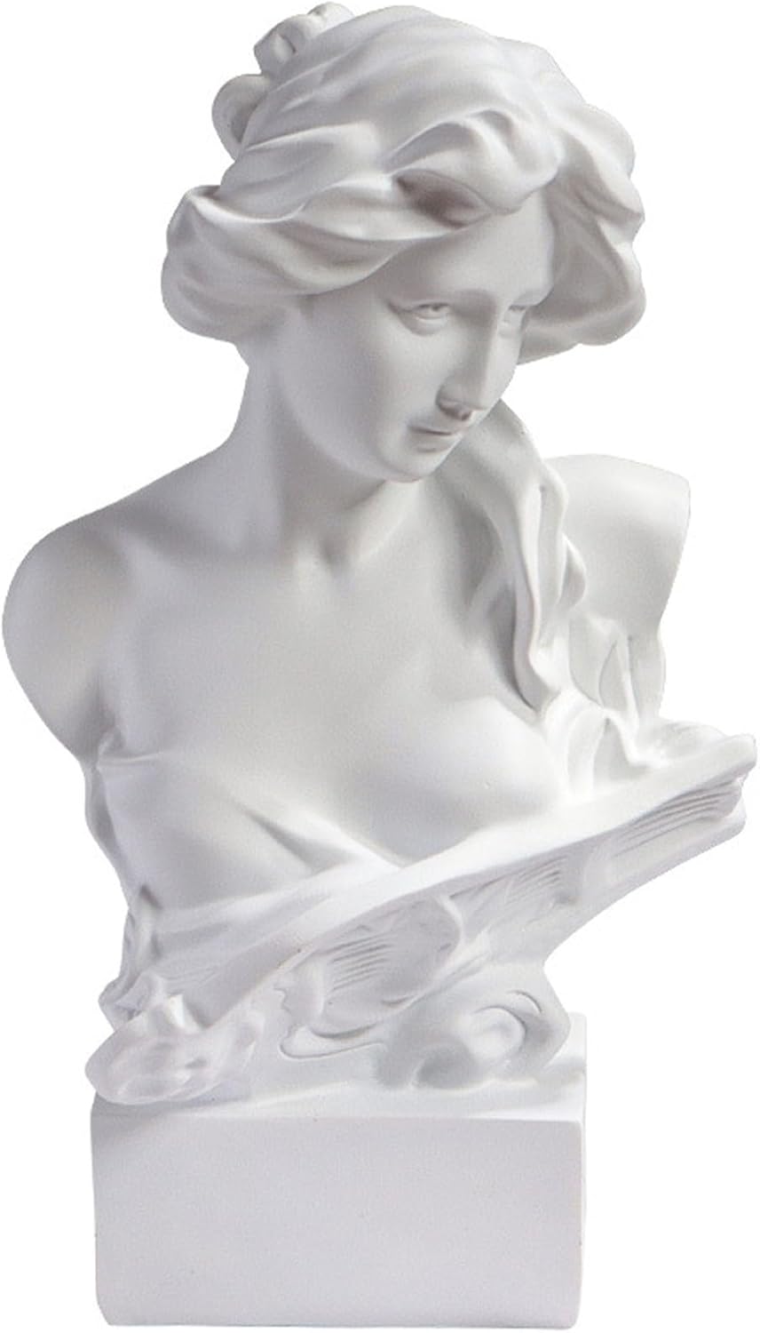 Art Decor Sculpture Bust Set, Classical David and Thinking Woman Statue, 12 Inch Handcrafted Collectible Resin Figurine for Home Décor, Office Bookshelf or Gift for Art Lovers,A