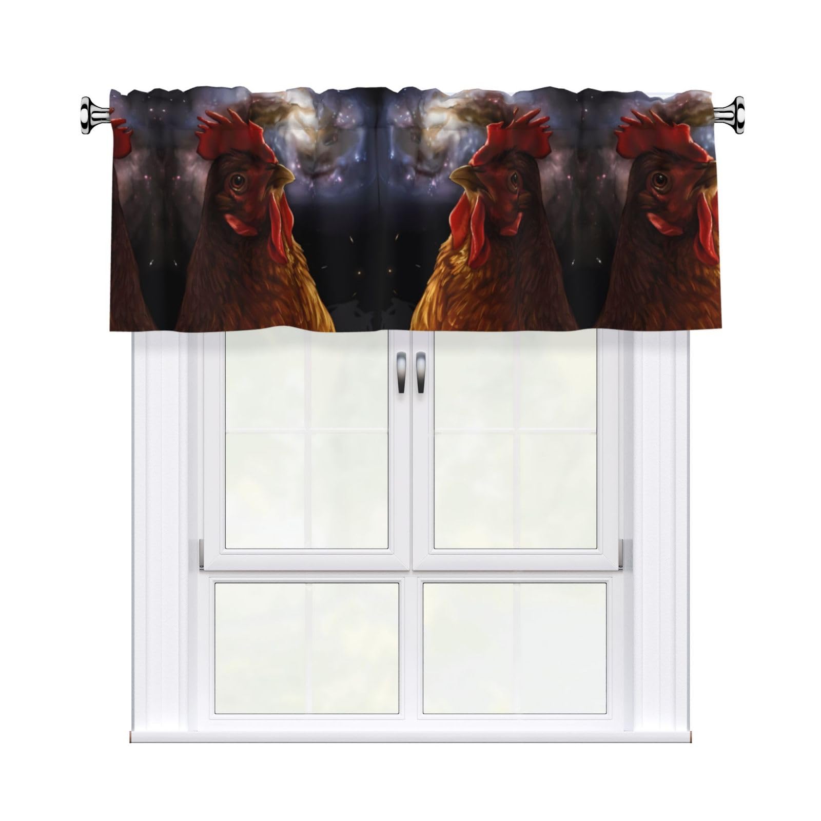 YYHHAOFA Galaxy Chicken Prints Durable Kitchen Window Layer – 54x18 Inch 100% Polyester Valance with Precision Construction