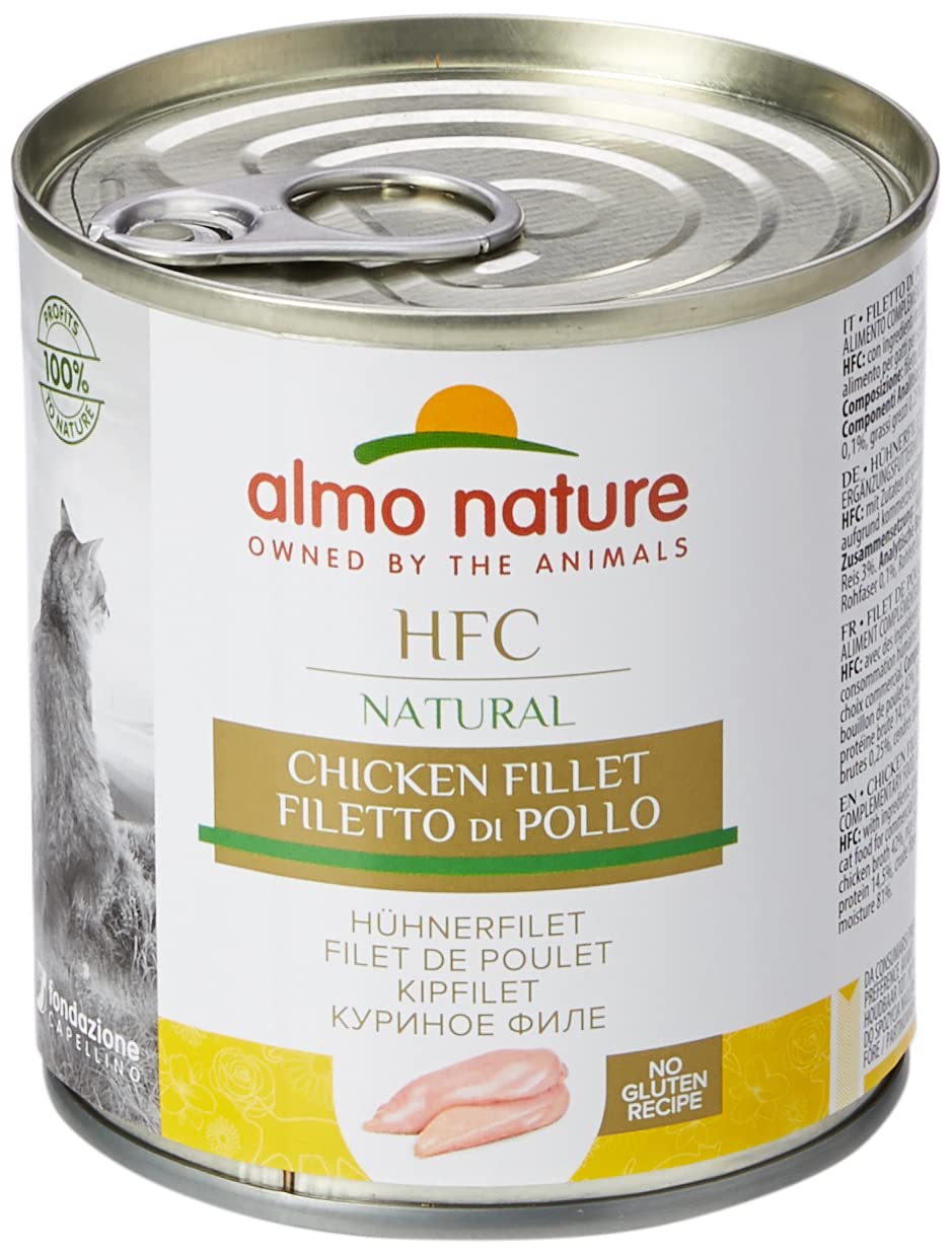 almo nature HFC Natural, Alimento Umido per Gatti - Filetto di Pollo - Confezione da 3.36 kg (12 x 280 g)