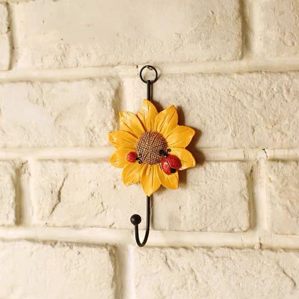 dianlan Resin Flower Shape Decorative Hook Wall Mounted Key Towel Hanger Wall Hooks for Home Decoration(Yellow)
