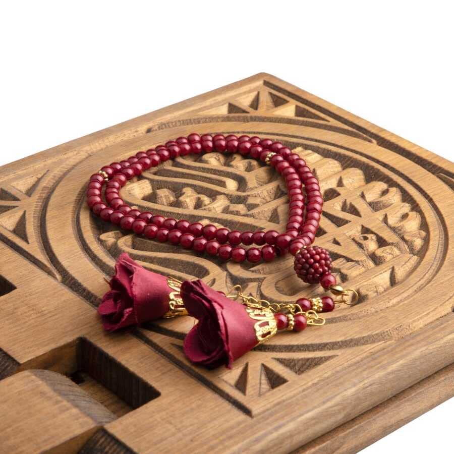 Hayrat Neşriyat Gül Püsküllü Tesbih Bebe Bordo (99lu - 6mm)
