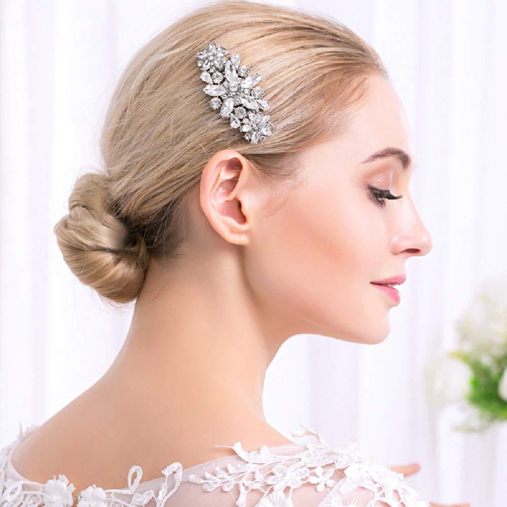 Amazon.com : Crystal Wedding Hair Comb Rhinestone Bridal  display picture 2
