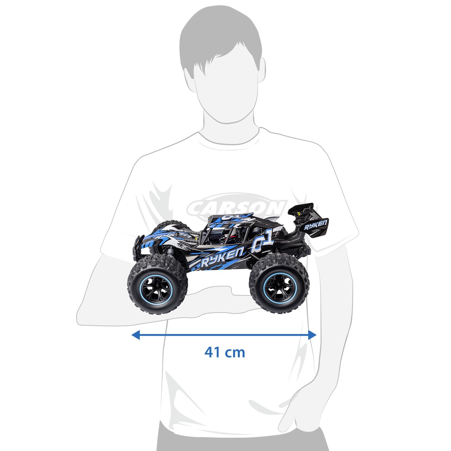 Carson 1:10 XS Ryken 100% RTR blau - Ferngesteuertes Auto, RC Buggy, inkl. Batterien und Fernsteuerung, Offroad Buggy, 40 km/h, RC Outdoor, 4WD
