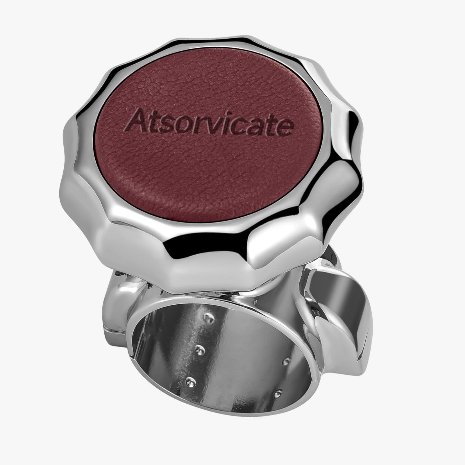 - Steering wheel knob spinner metal steering wheel rotary for suicide rotary knob stable and durable power handle with suitable for cars, trucks, tractors, lawn mowers, forklifts ,boats (red cowhide)