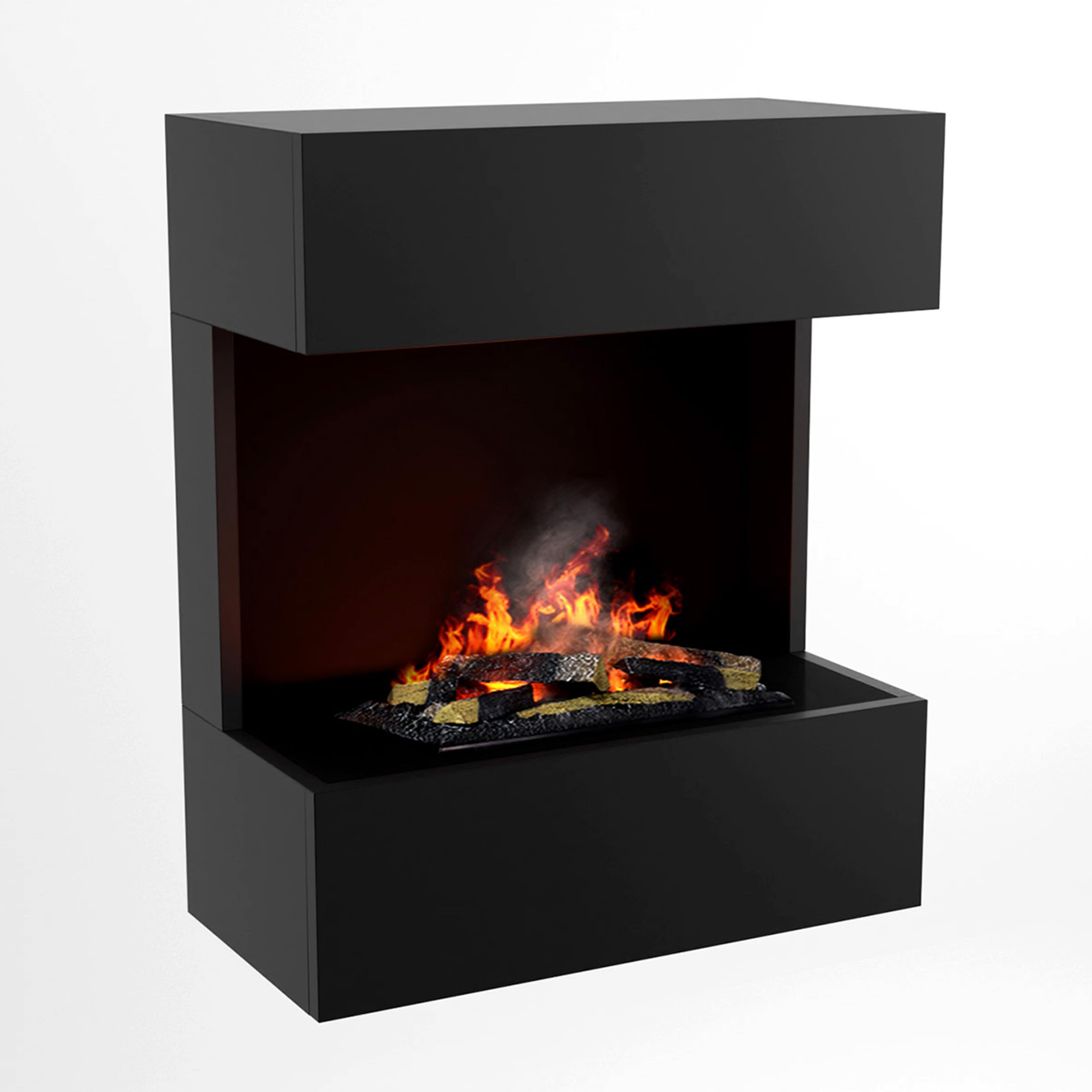 Wasserdampf Kamin FREYTAG (Standkamin) - Elektrokamin mit realistischen LED 3D-Flammen, Knistereffekt & Fernbedienung, 60x72x30 cm - Opti-Myst 400 Elektro Kamin mit Holz-Deko, Schwarz